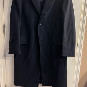 Navy Single Breasted Wool Coat
